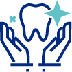 Hands holding a sparkling tooth icon