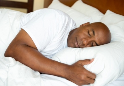 Man sleeping soundly on his side