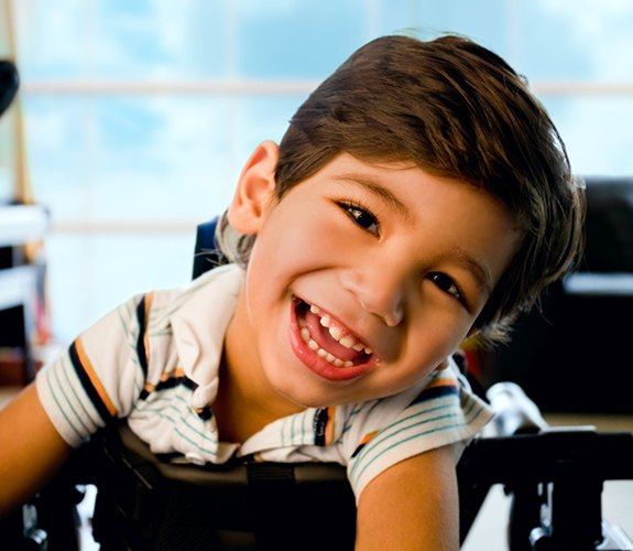 Young girl with special needs smiling
